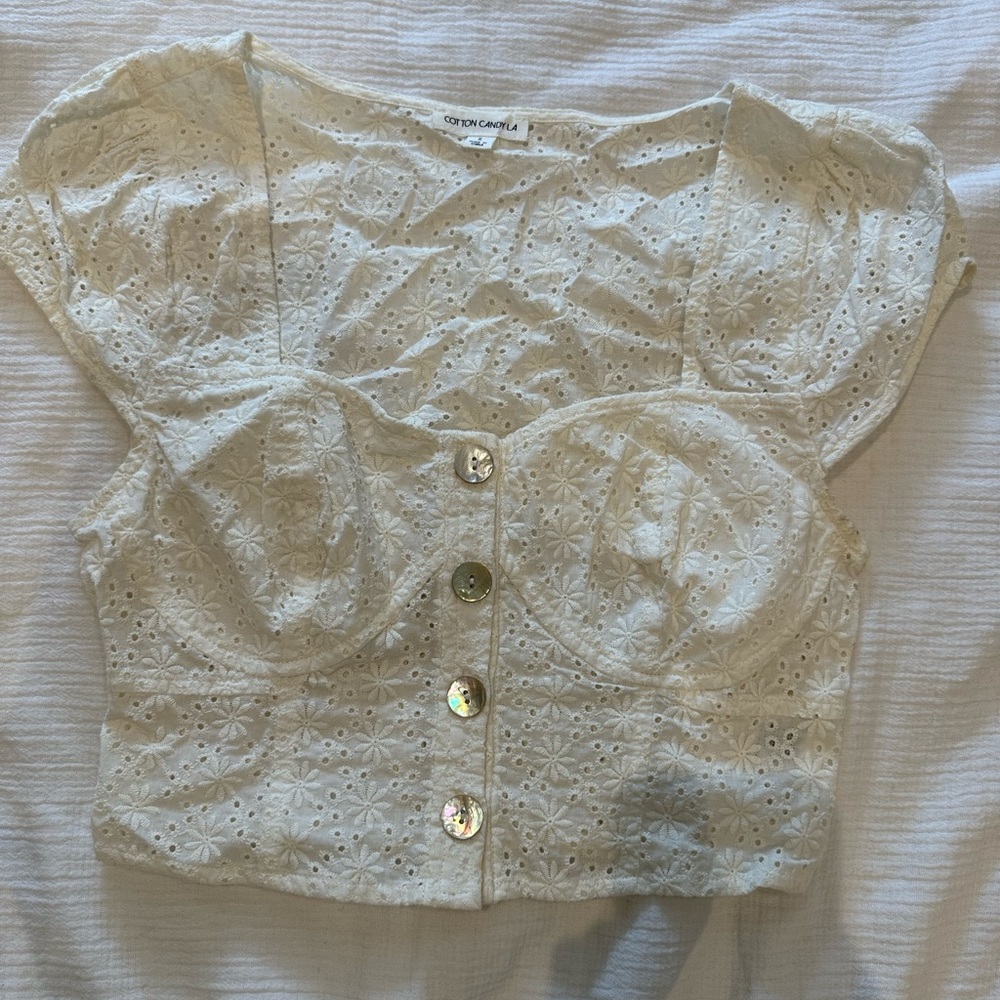 White eyelet Top